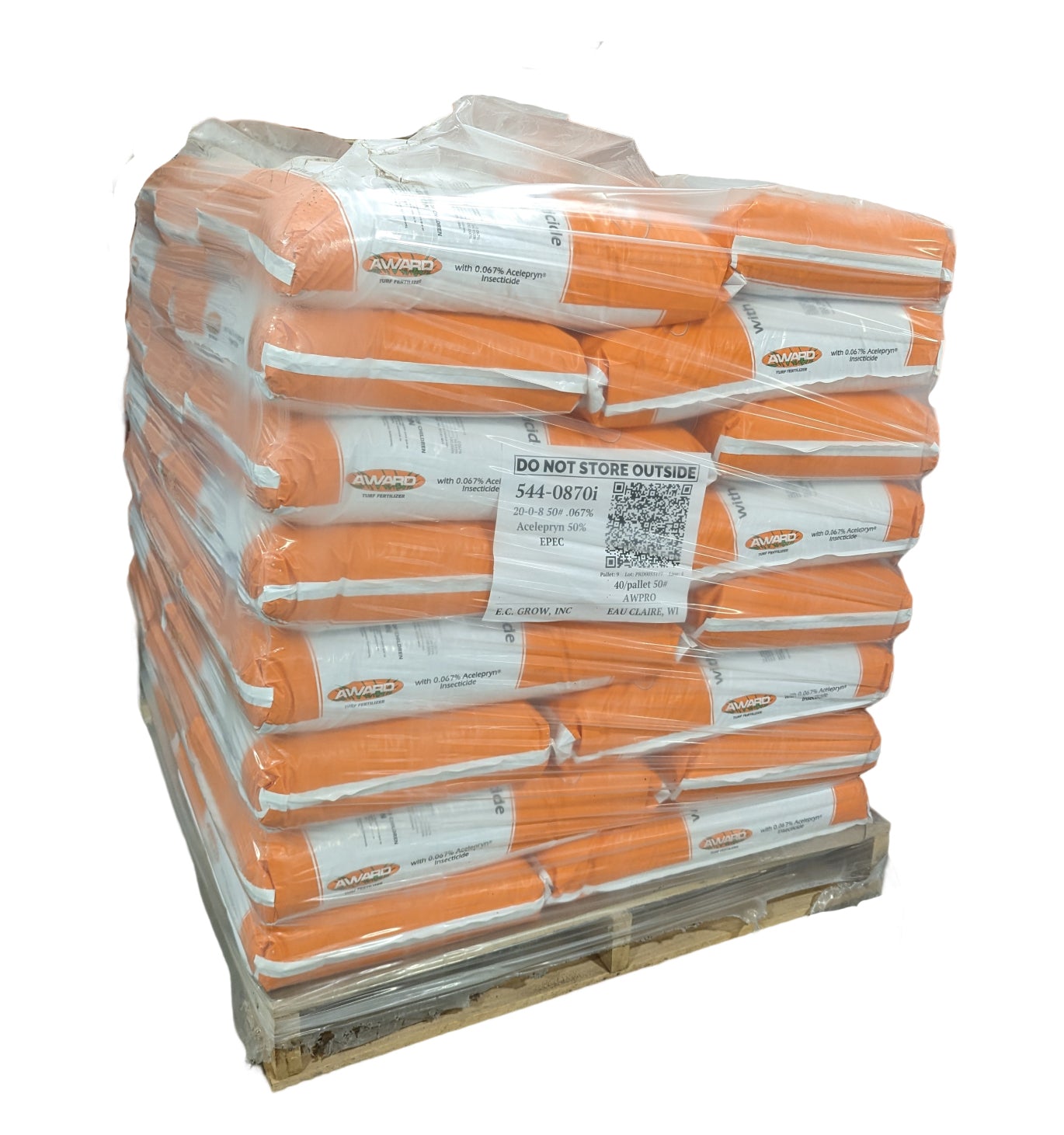 20-0-8 fertilizer with 0.067% Acelepryn pallet (40 x 50 lb bags)