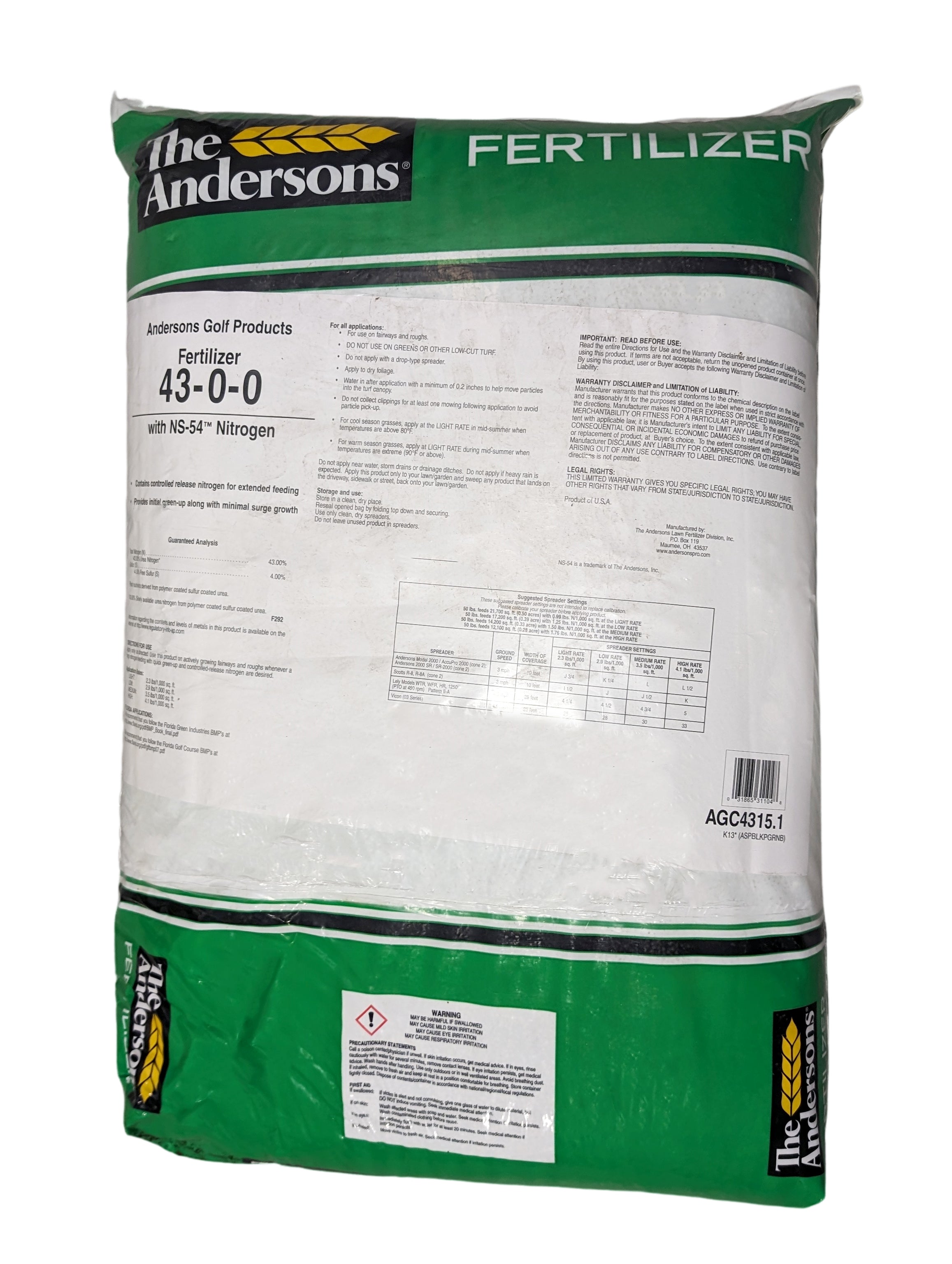 Andersons 43-0-0 NS-54 Fertilizer bag (50 lbs) - simple