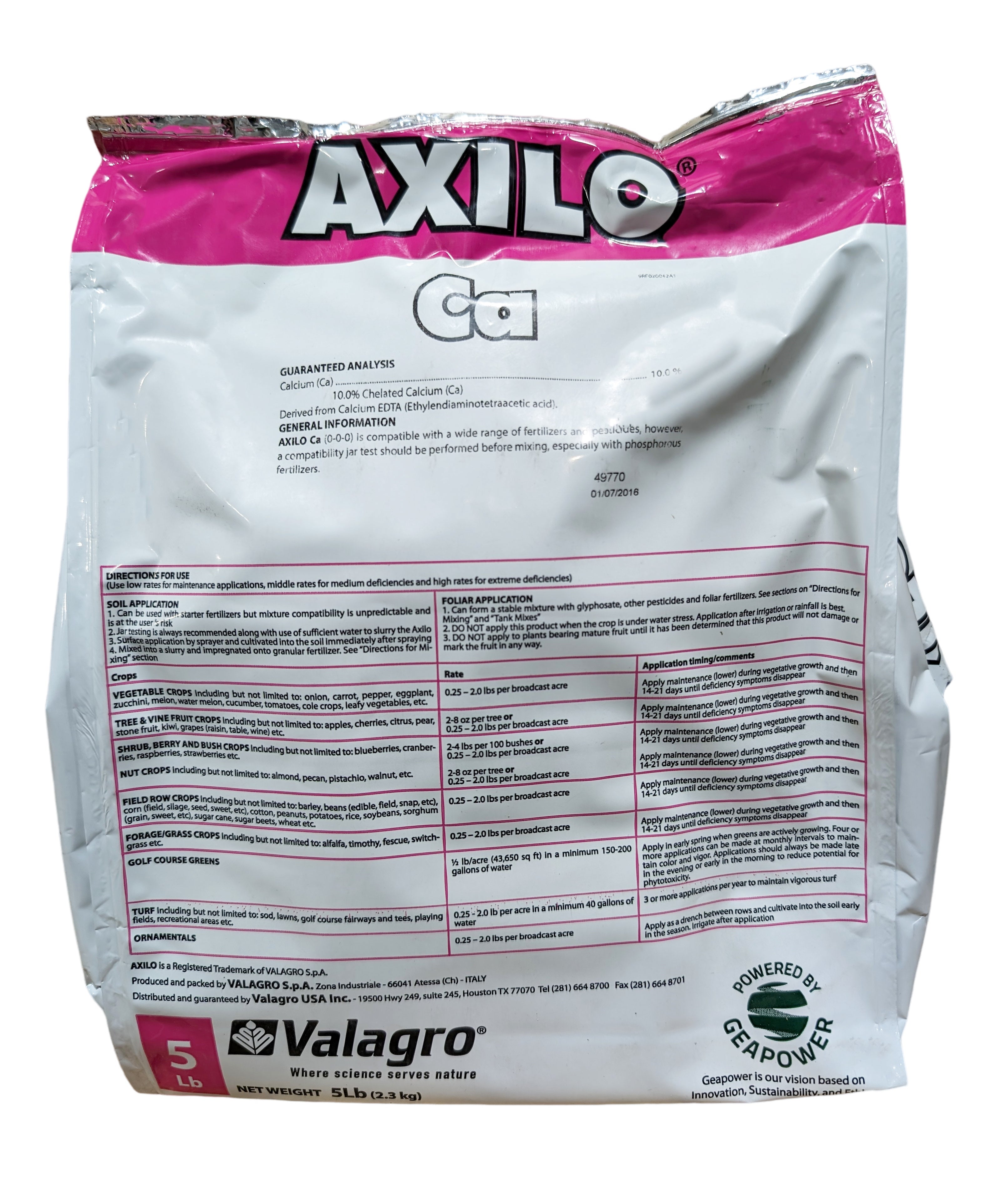 Axilo 10% Chelated Ca bag (5 lbs)