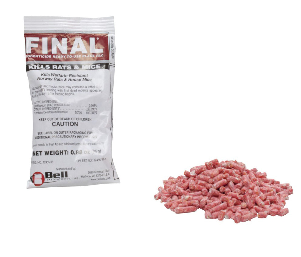 Final Rodenticide Pellet Place Packs box (291 x 25 gram packs) - simple